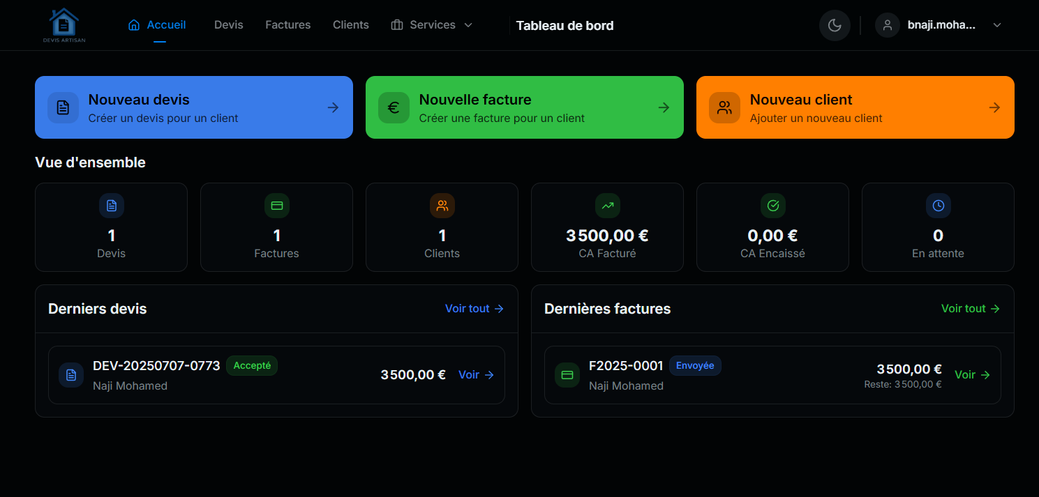 Aperçu de Devis Artisan